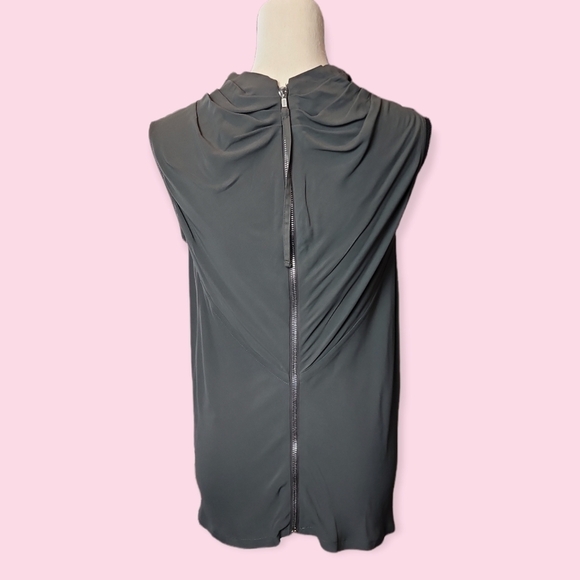 Rick Owens High Drape Neck Exposed Zipper Sleeveless Blouse Gray Dark Dust Sz 8 - Picture 3 of 10